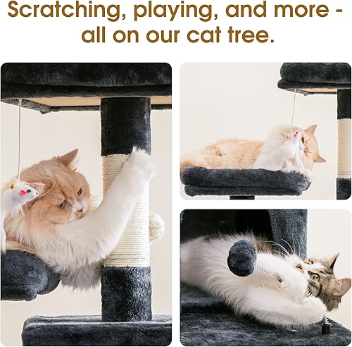 Miniatura 6 de MWPO Árbol grande para gatos de 701 pulgadas torre alta para gatos de interior condominio de felpa con grandes perchas acolchadas postes rascadores