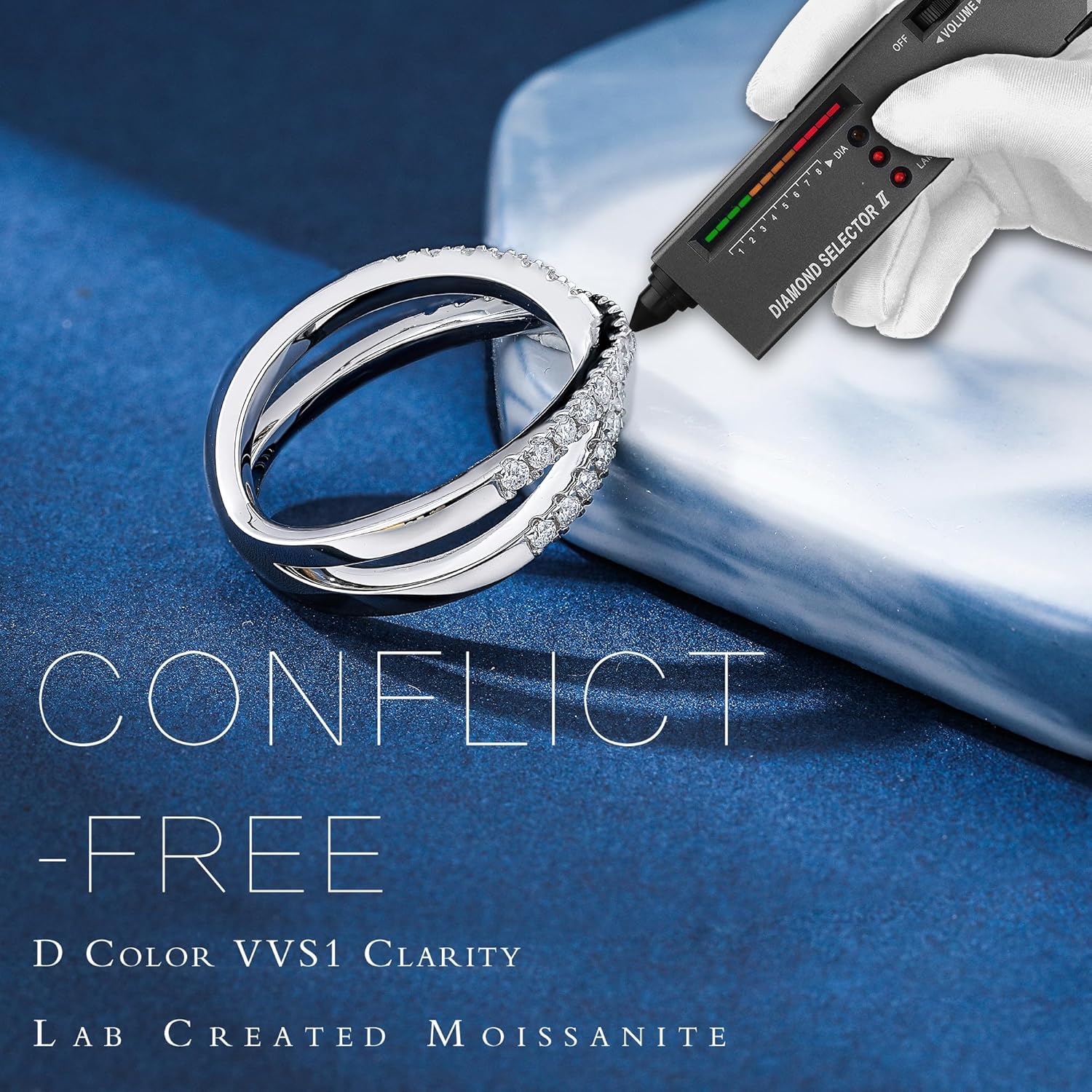 MOOSEA Moissanite Wedding Bands for Women 14K White Gold Plated 925 Sterling Silver Promise Eternity Ring Wedding Anniversary Moissanite Jewelry Gifts - Image 4