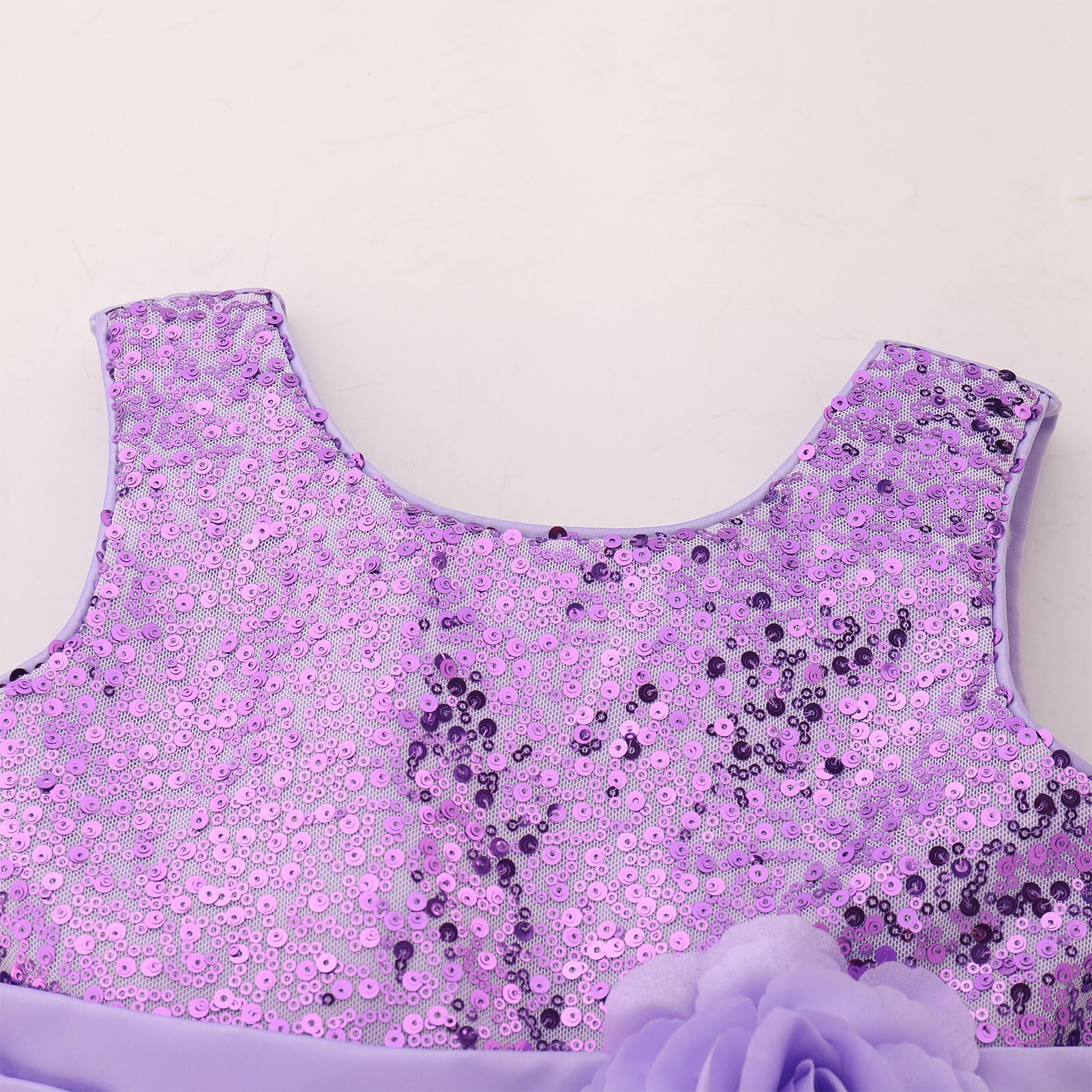 IDOPIP Paillettenkleid für Mädchen, glitzernd, Party, formell, Festzug, Geburtstag, Hochzeit, Blumenmädchenkleid, ärmellos, Regenbogen-Tüllkleider