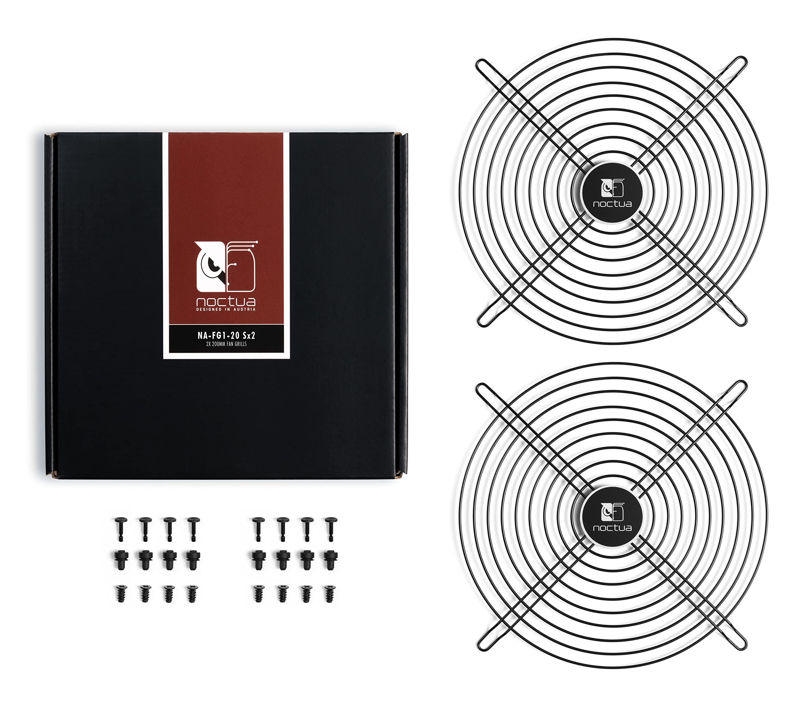 Noctua NA-FG1-20 Sx2, Grilles pour Ventilateurs 200 mm (Kit de 2, Noir)