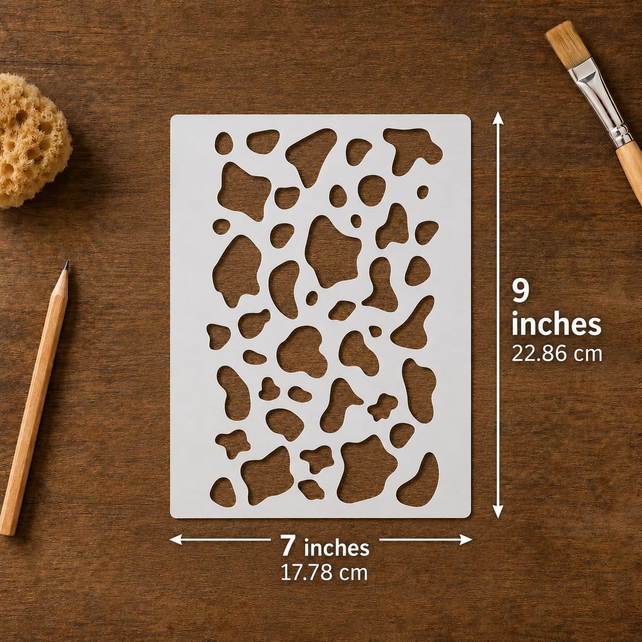 Cow Print Stencil | Reusable Camo Animal Print Cow Stencils for Painting on Wood, Glass, Wall, Rock, Fabric, Walls, Canvas, Glassware | Cow Stencil Template (7"x 9")