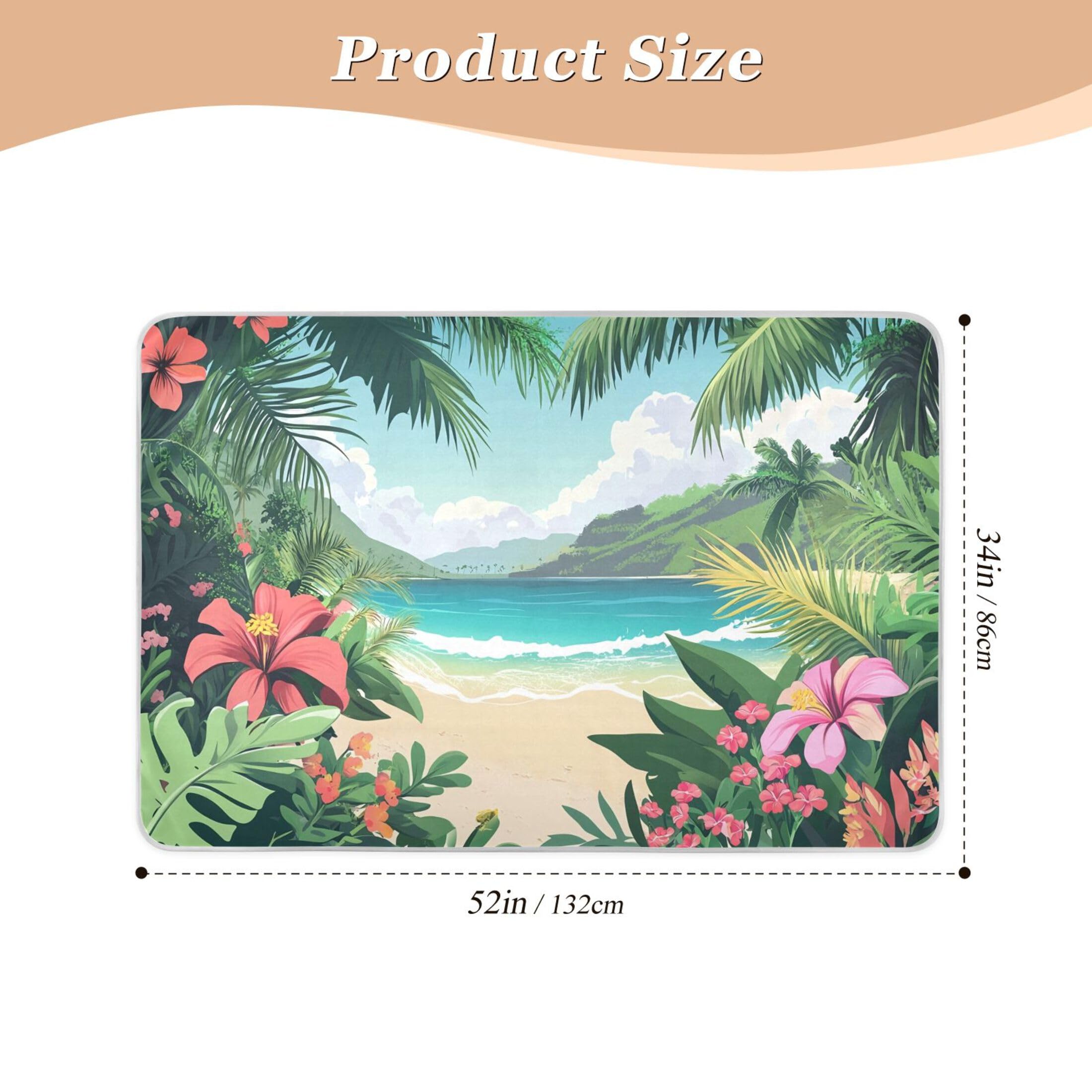 Takiito Exotic Beach Flowers Plants Bed Pad Reusable Bed Underpad Washable Waterproof Leak-Proof Quick Dry Incontinence Pee Pad for Toddlers Kids Adults Pets 34x52 in
