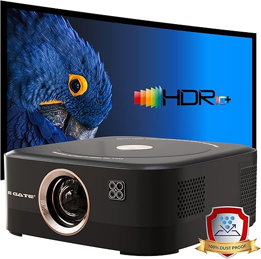 E Gate S9 Pro Gold 100% Dust Proof Automatic Projector | 1500 ANSI & 2000FC | 1080p Native Projector 4K Ultra HD R | HDMI ARC | 18w Sound @DSP…