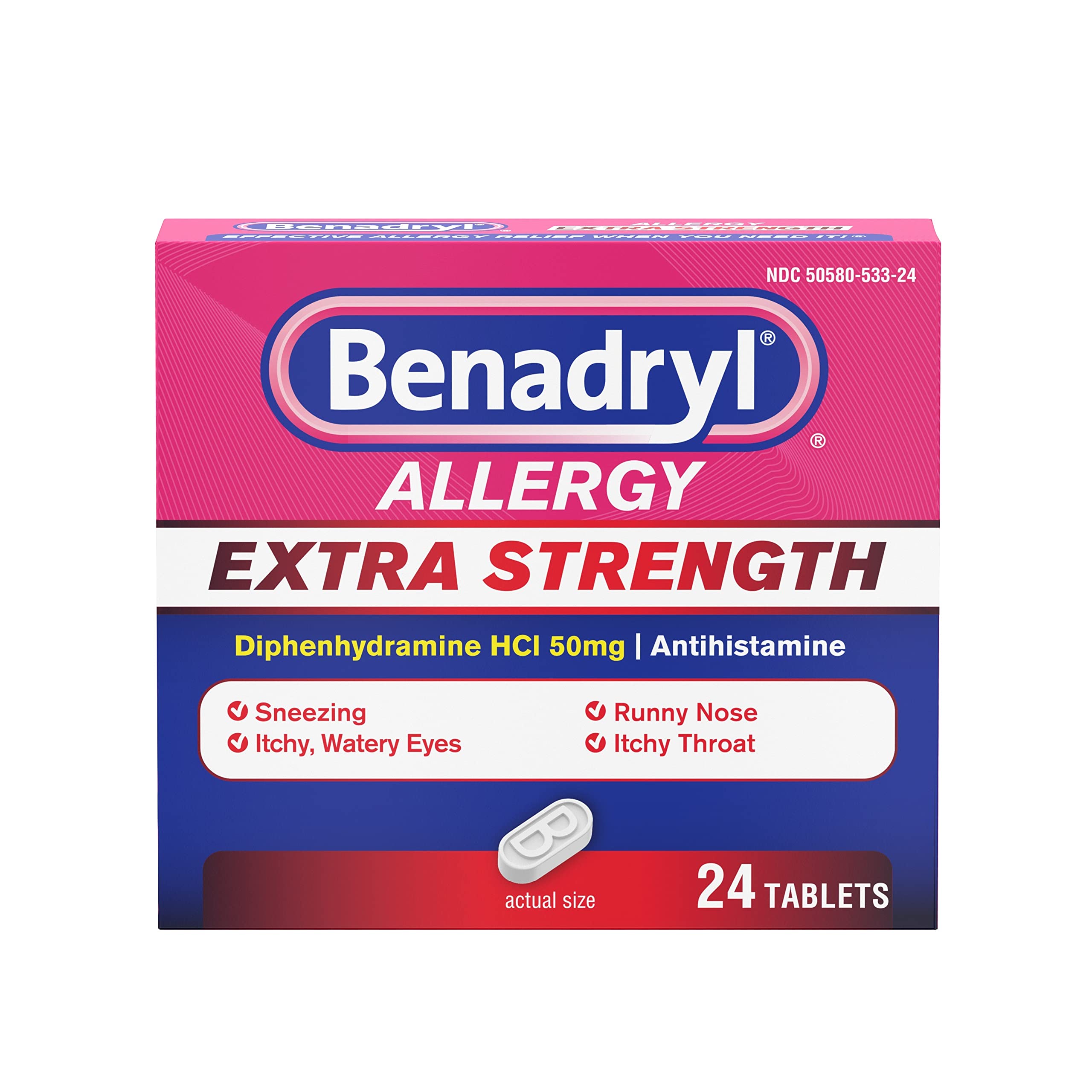 Buy Benadryl Extra Strength Antihistamine Allergy Relief Medicine, 50