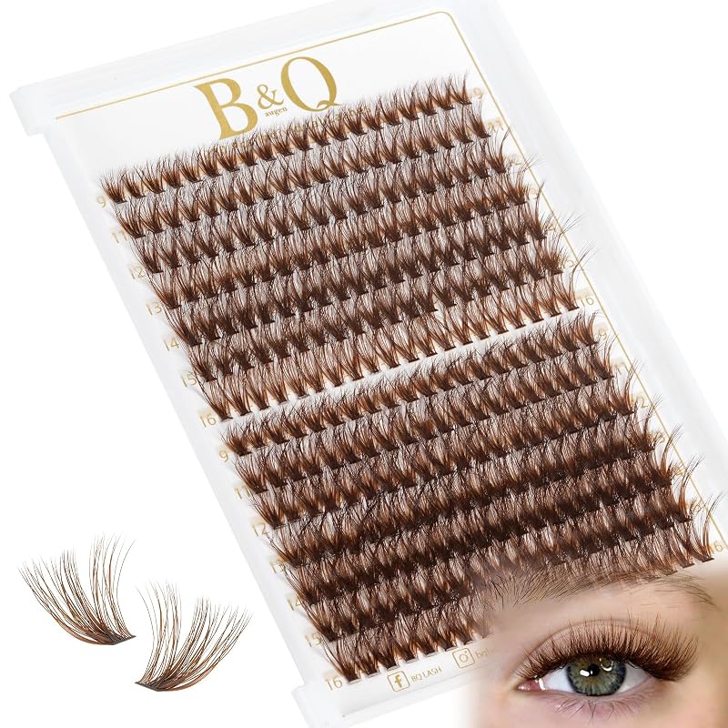 B&Qaugen Cílios Postiços em Tufo Marrom Mocha 40D+50D, 9–16 mm, 280 unidades