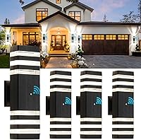 Vista 9 de tewei Juego de 4 Lámparas de Pared para Exterior Modernas, Iluminación de Anochecer a Amanecer, Lámpara de 2 Capas Negra para Exterior, Luces IP65