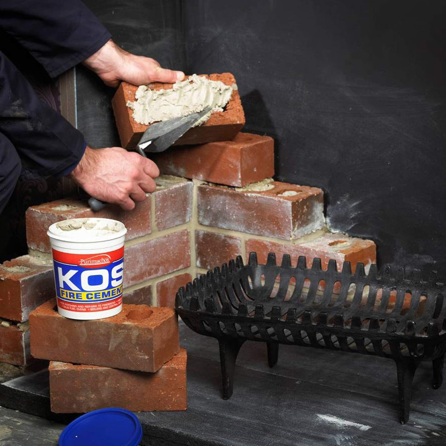 Everbuild KOS Fire Cement Cartridge – Ready to Use – Resistant to Temperatures Up to 1250˚C – Black – 1kg