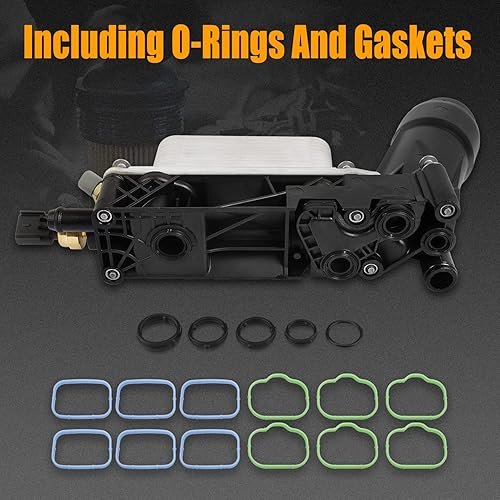 Miniatura 8 de Para 2014 2015 2016 2017 Chrysler Dodge Jeep 3.6L V6 adaptador de filtro de aceite, número de reemplazo 68105583AF 68105583AE