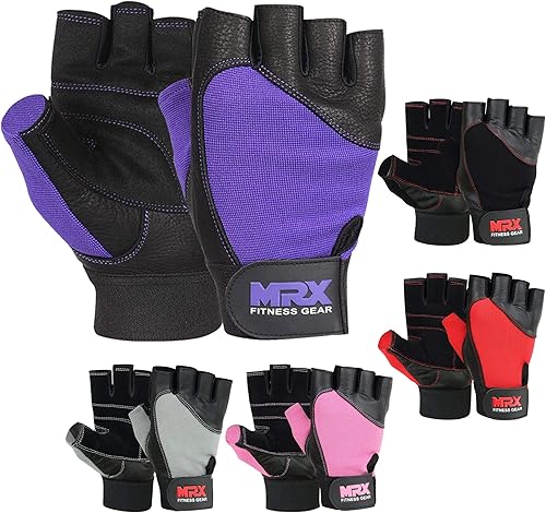 MRX - Guantes de levantamiento de pesas, entrenamiento de gimnasio, fisicoculturismo, fitness, levantamiento de pesas, guantes de cuero genuino para