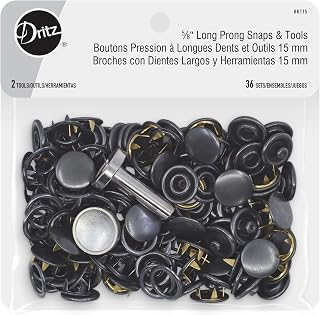 5∕8" Long Prong Snaps & Tools, Black, 36 Sets