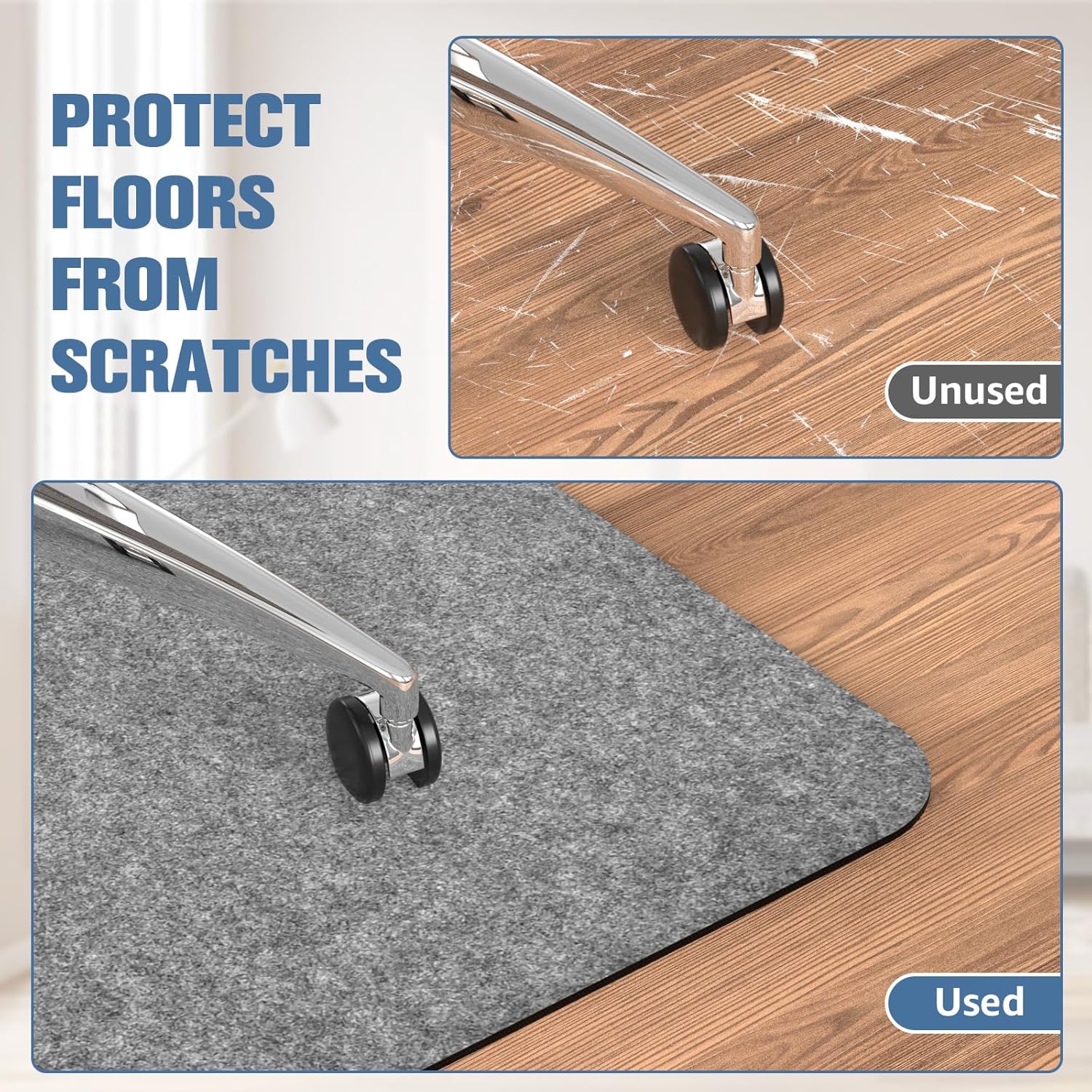 2 Pack Office Chair Mat, 55x35 Inch, Desk Mat, Anti-Slip Floor Protector for Home Office, Light Grey by Placoot