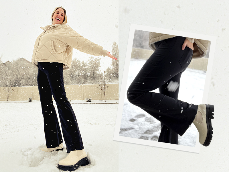 G4Free Women's Fleece Lined Trousers Thermal Leggings Women High