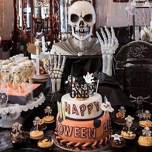 Vista 103 de Rsstarxi 1 paquete de decoración espeluznante para tartas, fantasma, murciélago, araña, decoración de Halloween y primer cumpleaños Diseño 4