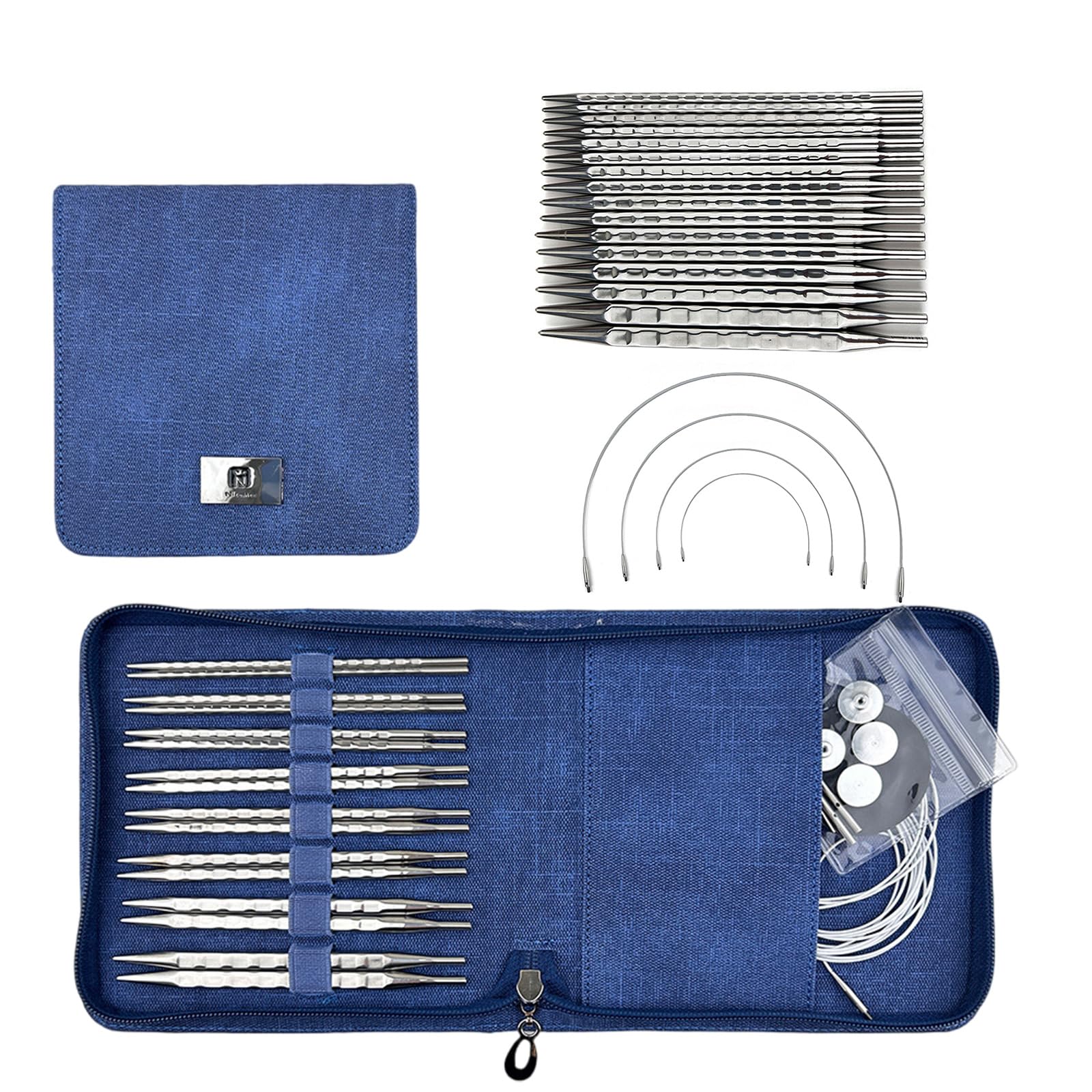 Interchangeable Circular Knitting Needle Set with Case and Accessories Aluminum Short Square 3.5mm-8.0mm Circular Set