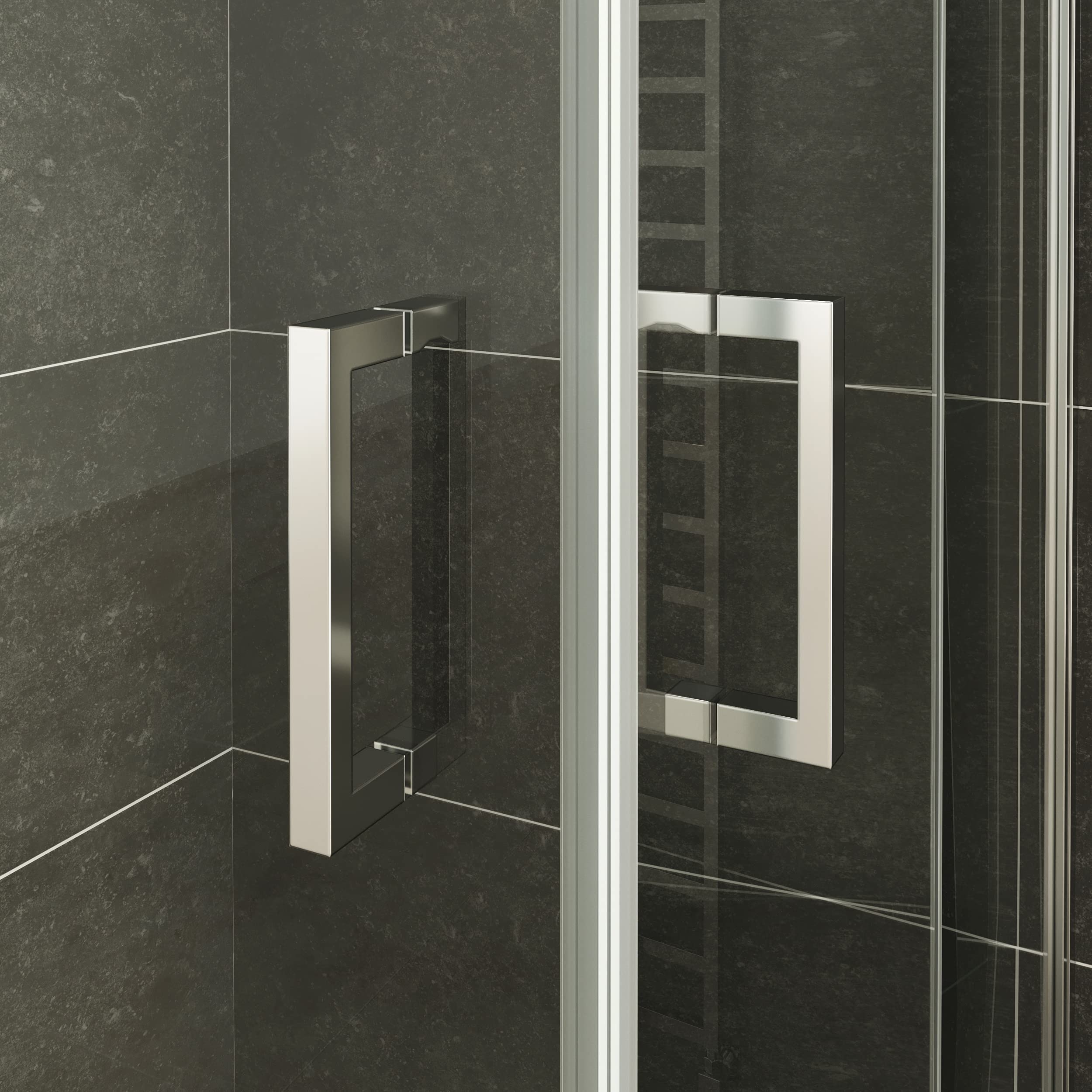 Mampara de Ducha Matilde | 70x90x180cm | REVERSIBLE | Puerta plegable | Ajuste 68,9-70,4 x 88,9-90,4cm | Perfiles Cromados, Cristal transparente de 6 mm - Moments of Glass