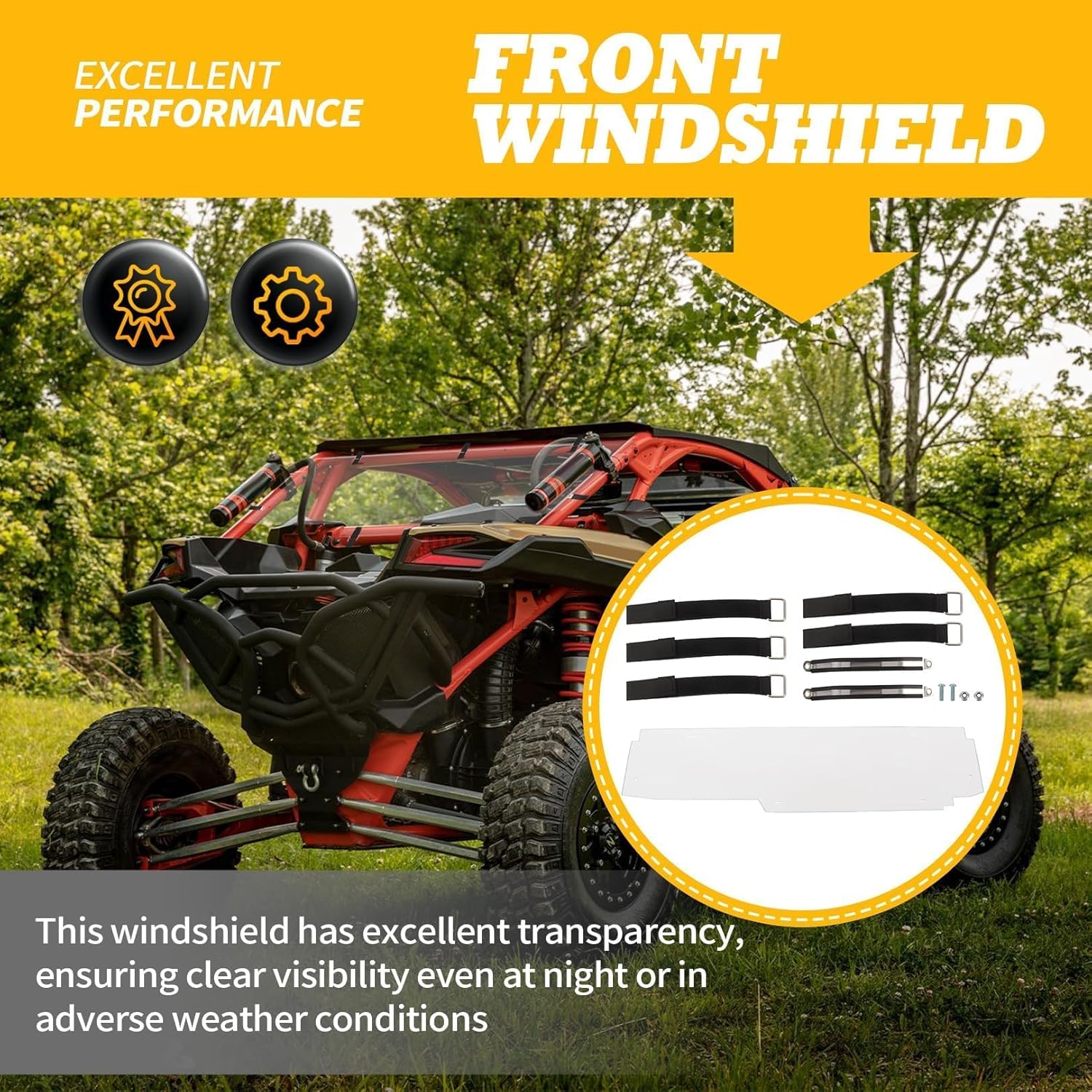 Rear Windshield Compatible with Maverick X3 2017-2025 Maverick X3 MAX 2017-2025 Maverick X3 MAX Turbo 2018-2025 UTV Full Back Window