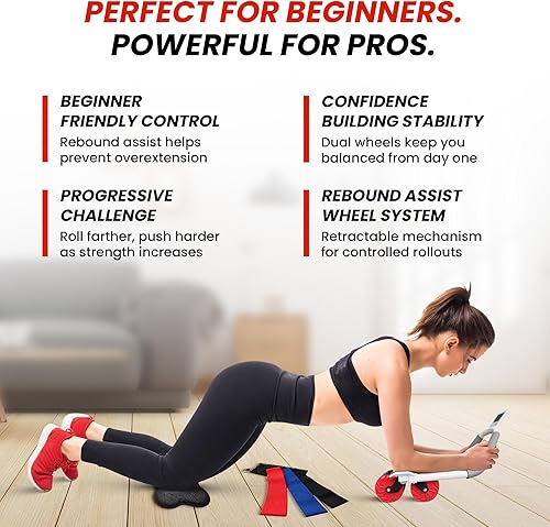 Miniatura 6 de AB Roller for Men & Women – Core Strength Training Wheel Set with Elbow Support & 2 Knee Pads – Abdominal Exercise Roller for Core Stability, Belly