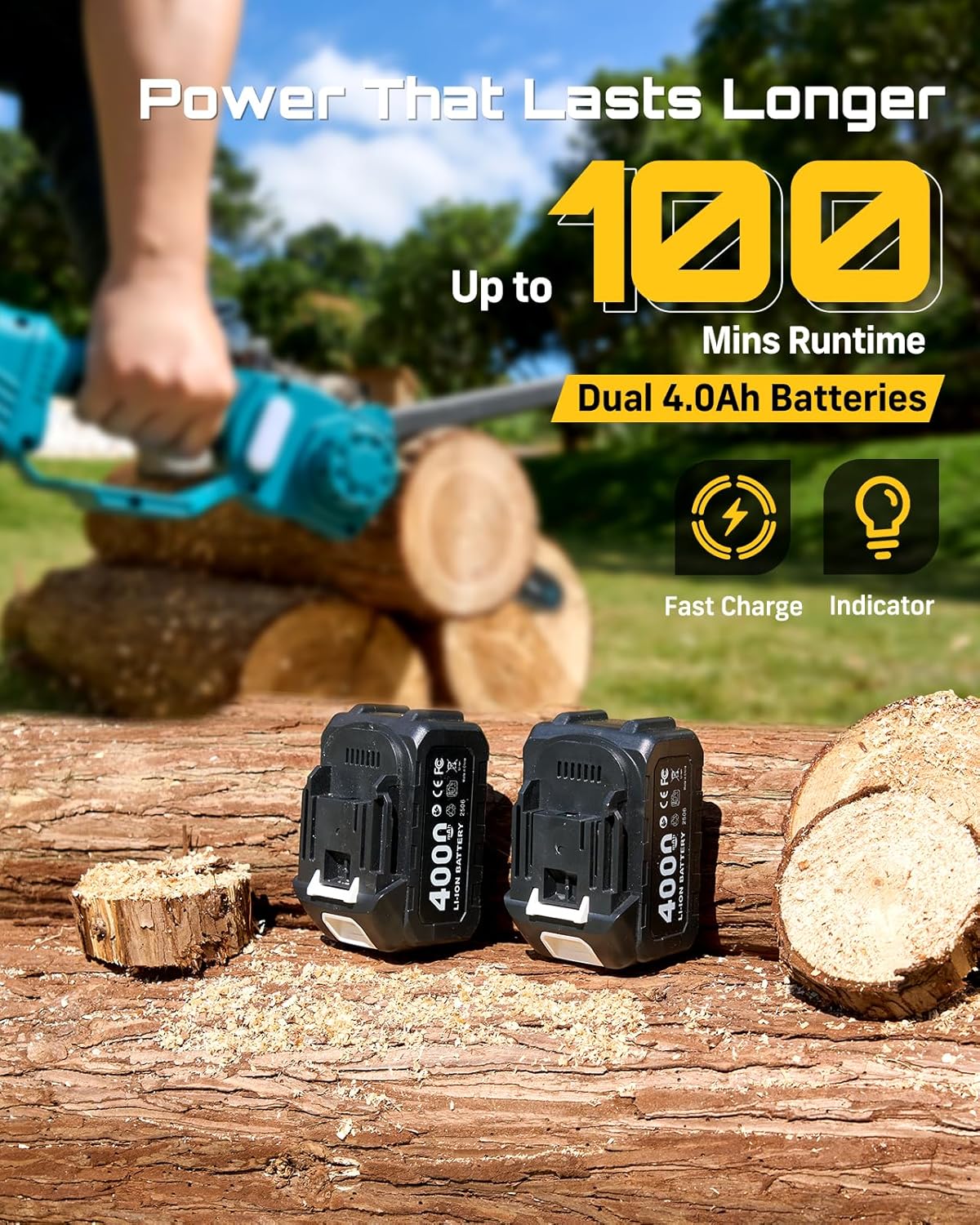 SEESII 2 in 1 Cordless 8 inch Pole Saw & Mini Chainsaw with 2 Battery, Power Electric Polesaw for Tree Trimming, Chain Saw with Extension Pole, Limb Branch Cutter Pruner P8 Ace