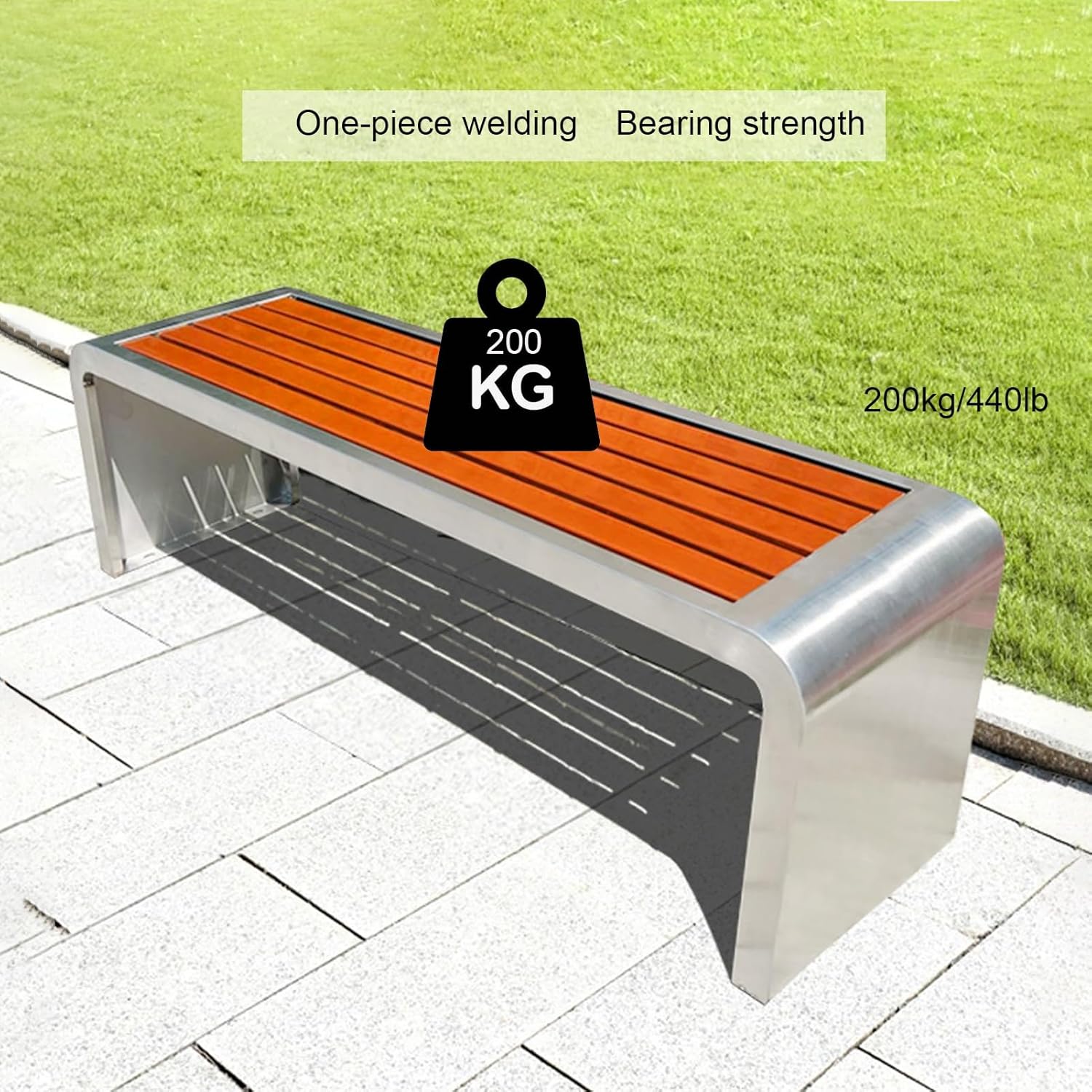 Outdoor Garden Bench, Patio Bench Park Bench, Stainless Steel Frame, Backless Bench, Weatherproof, for Garden, Park, Porch, Yard, Deck, 1102 LBS Max Load (Size : 120cm/47.2in)