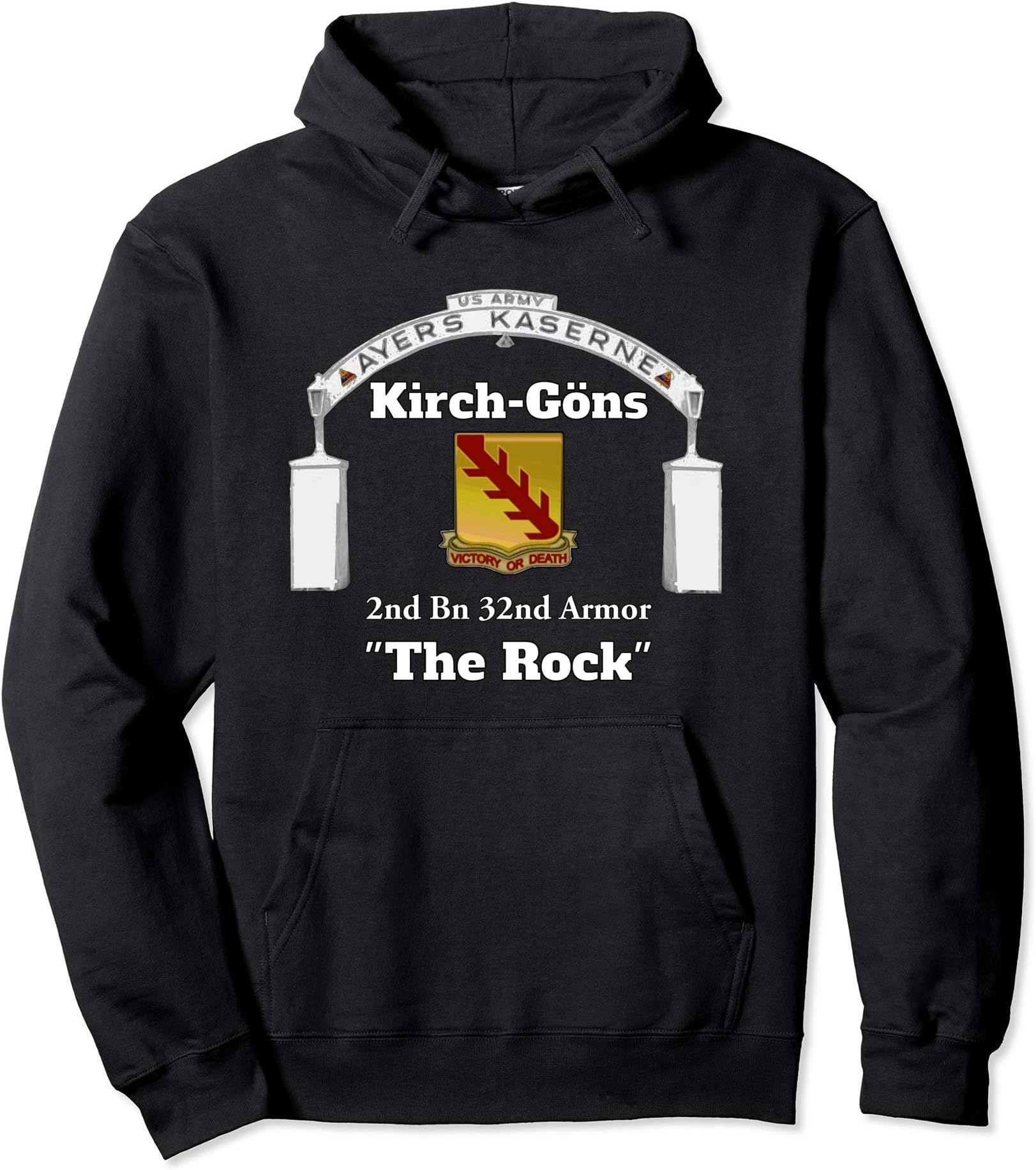 Ayers Kaserne-Kirch-Gons - 2nd Bn 32nd Armor design on front Pullover Hoodie