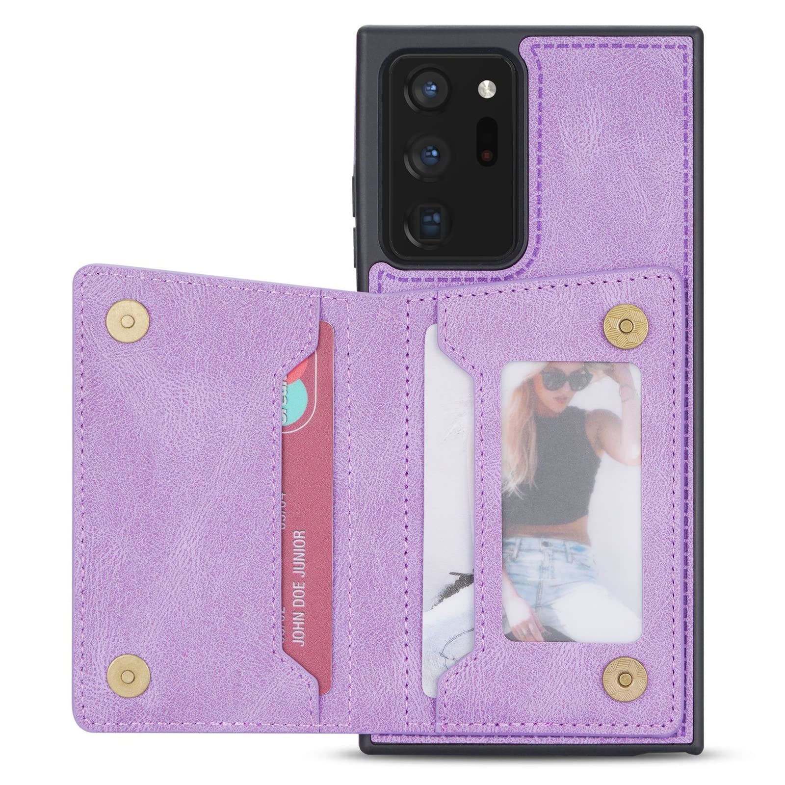 Custodia per Samsung Galaxy S22/S22+/S22 Ultra, Cerniera Custodia Portafoglio con Tasche Premium in Ecopelle Antiurto Cover Posteriore Flip TPU Protezione Case,Viola,S22plus 6.55"