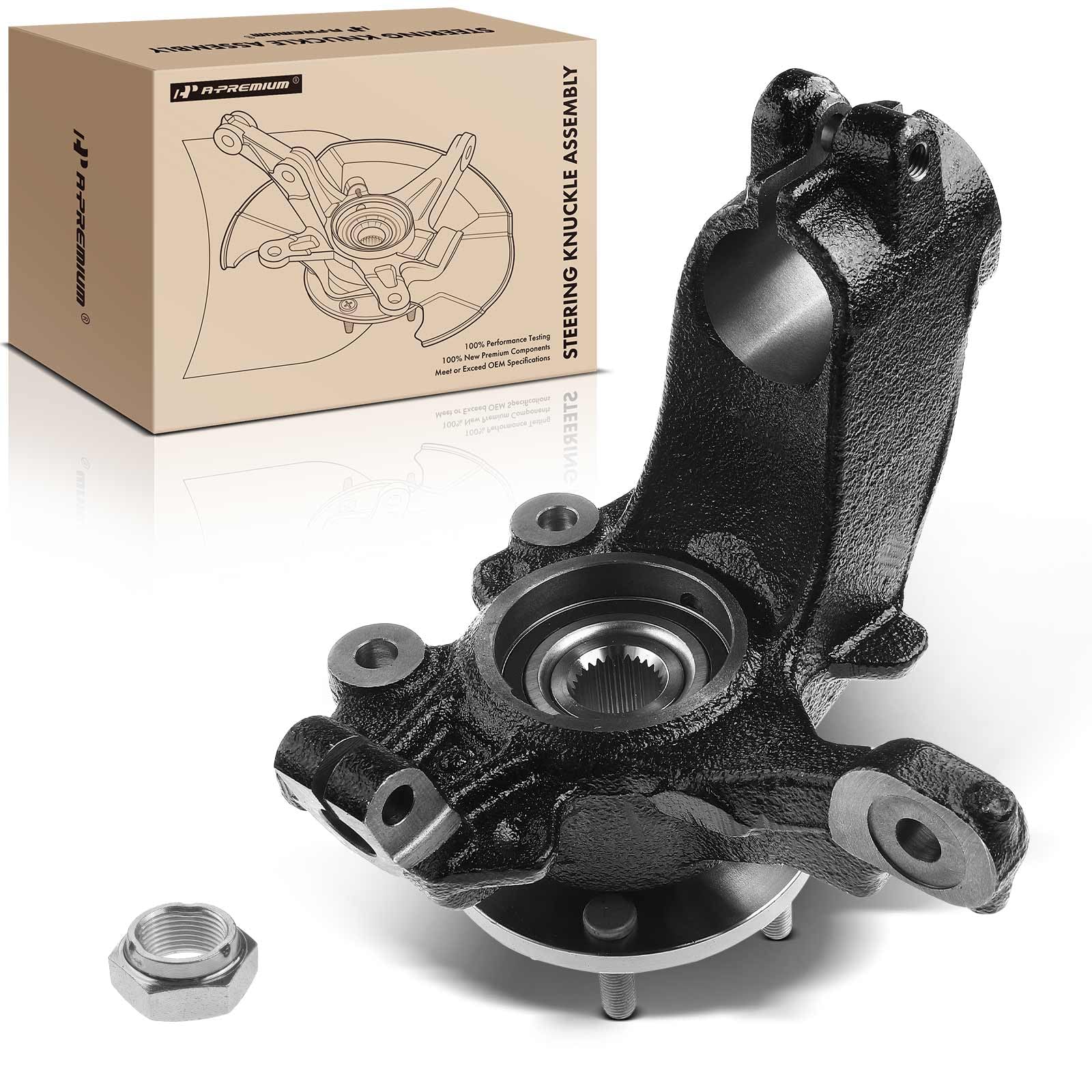 A-Premium Front Right Steering Knuckle & Wheel Bearing Hub Assembly Compatible with Ford Focus 2012-2018, w/5-Lug, Passenger Side