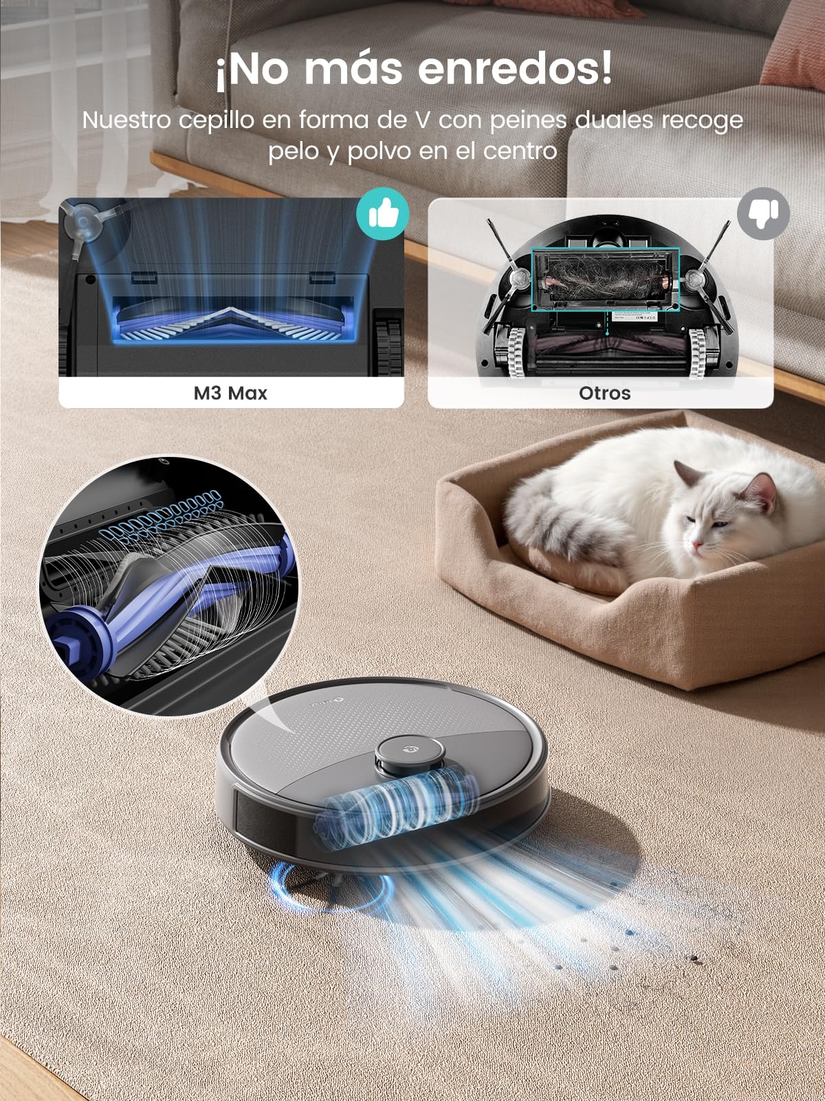 Lefant M3 Robot Aspirador y Fregasuelos con Mapeo, 220min, 12000 Pa, Automático para 3,2 L, Cepillos Antienredos, Navegación dToF, Evitación Obstáculos PSD 190°, 5G WiFi/App/Alexa, Gris