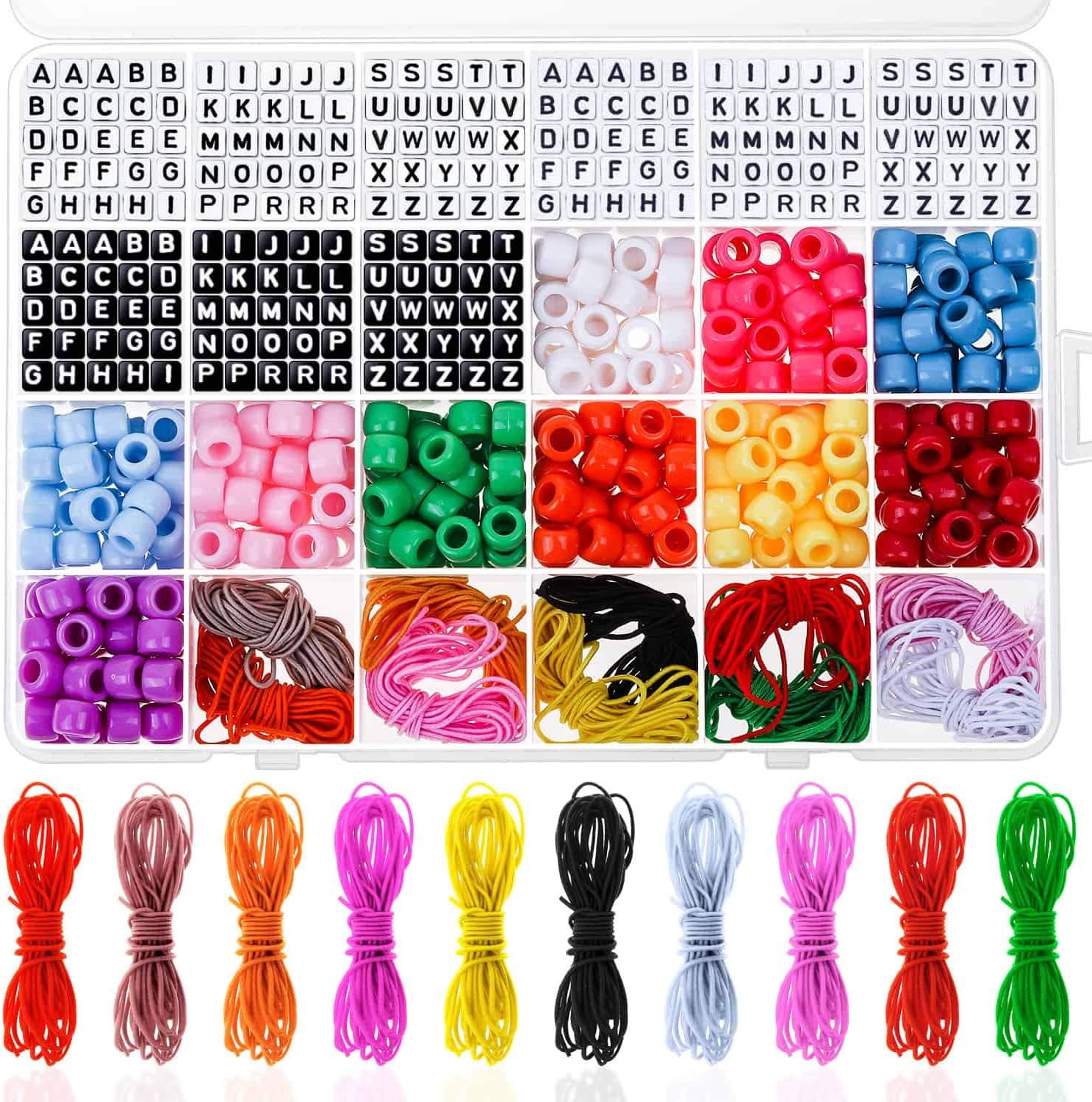 Bracelet Making Kit, Shynek Friendship Bracelets Bead Kit with Pony Beads Letter Beads and Elastic String for Bracelet and Jewelry Making
