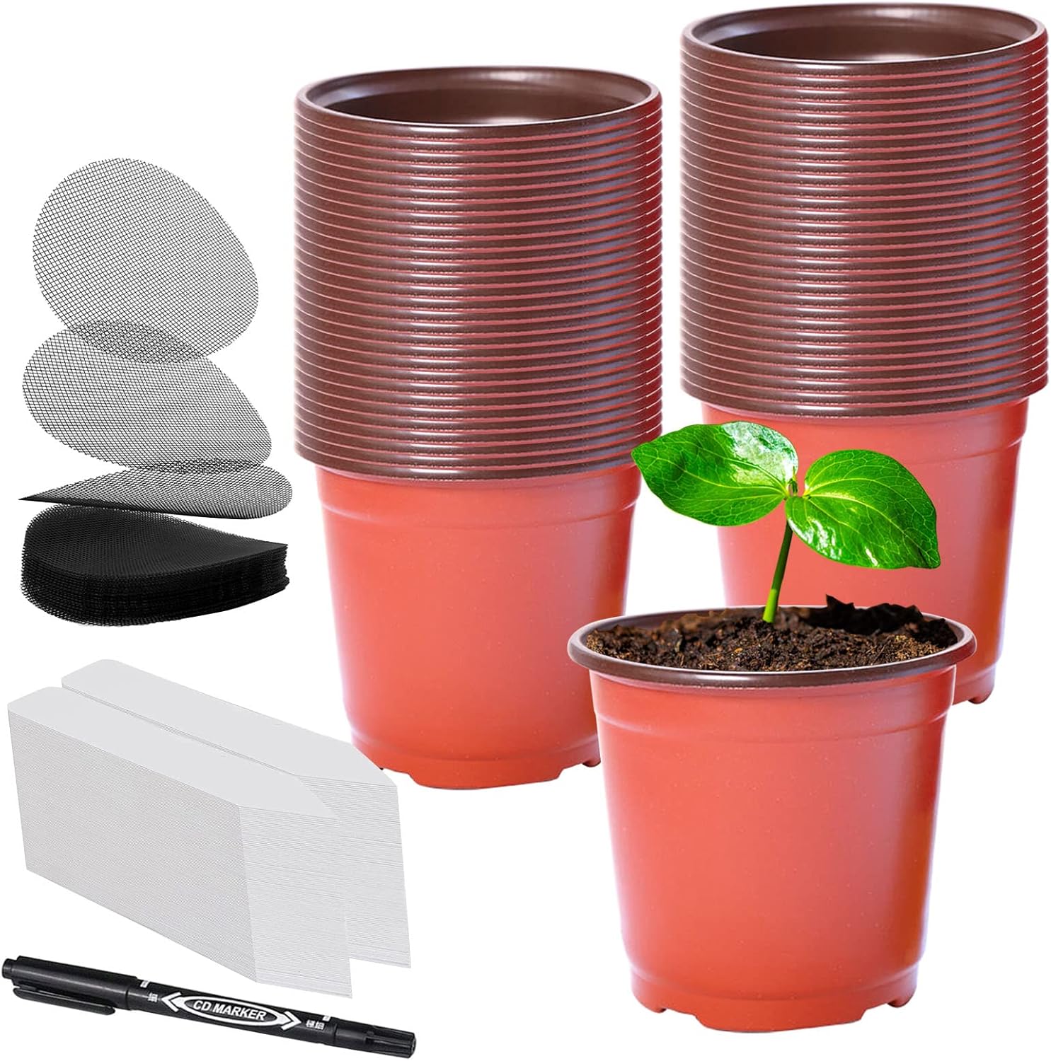 WEZRUG 60 Pcs 4 Inch Seedling Pots with Drainage Holes, 200