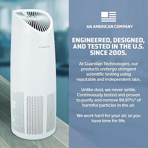 Miniatura 5 de Purificador de aire Germ Guardian con filtro HEPA, elimina el 99.97% de los contaminantes, cubre una habitación grande de hasta 750 pies cuadrados