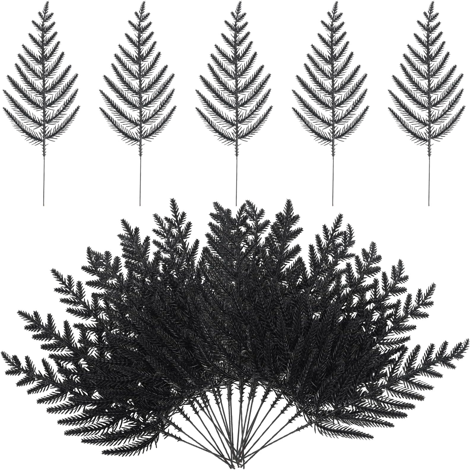 ZYP 30 PCS Black Artificial Pine Needles,Christmas Twig Tree Ornaments,Fake Greenery Pine Branch,Faux Cedar Picks Stems Tree Branch for Craft DIY Christmas Embellishing Wreaths Garden Decor