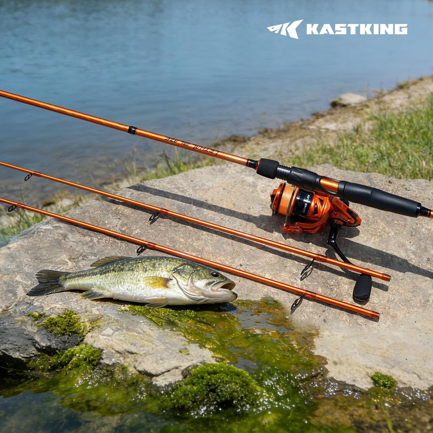 KastKing Lethal Blaze Twin-Tip Fishing Rods, IM6 Graphite Blanks Casting & Spinning Rods, 2-Piece Rod with Extra Tip, PTS Power Transition System, Ideal for Bass, Freshwater & Inshore Fishing