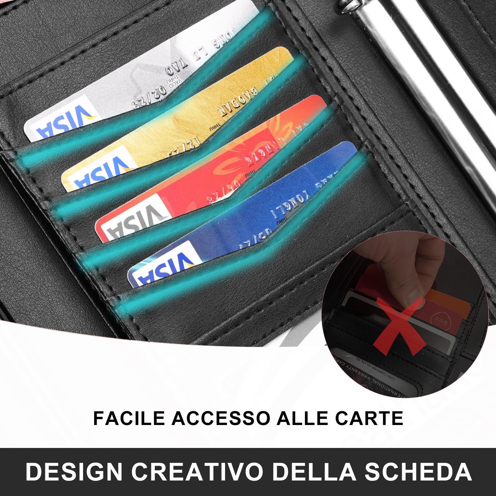 Leathario Cartella Portadocumenti A4 Pelle Vegana con Maniglia Quaderno Raccoglitore ad Anelli per Colloqui Viaggi Riunioni