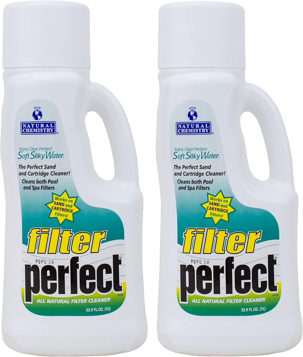 Natural Chemistry Filter Perfect Pool Filter Cleaner, 1-Liter, Pack of 2, Naturally Based Filter Cleaner, Highly Concentrated, Compatible with All Sanitizing Systems