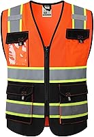 Vista 19 de JKSafety - Chalecos de seguridad reflectantes de alta visibilidad para hombres y mujeres, con bolsillos, ropa de seguridad de malla