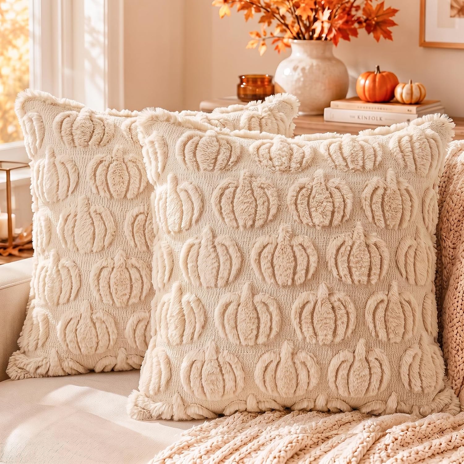 OLANRUN Fall Pillow Covers 18x18 Set of 2, Fall Decorations for Home