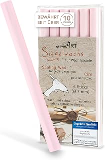 Cera de sellado flexible de 7 mm, para estambres de cera, color rosa delicado, 6 unidades
