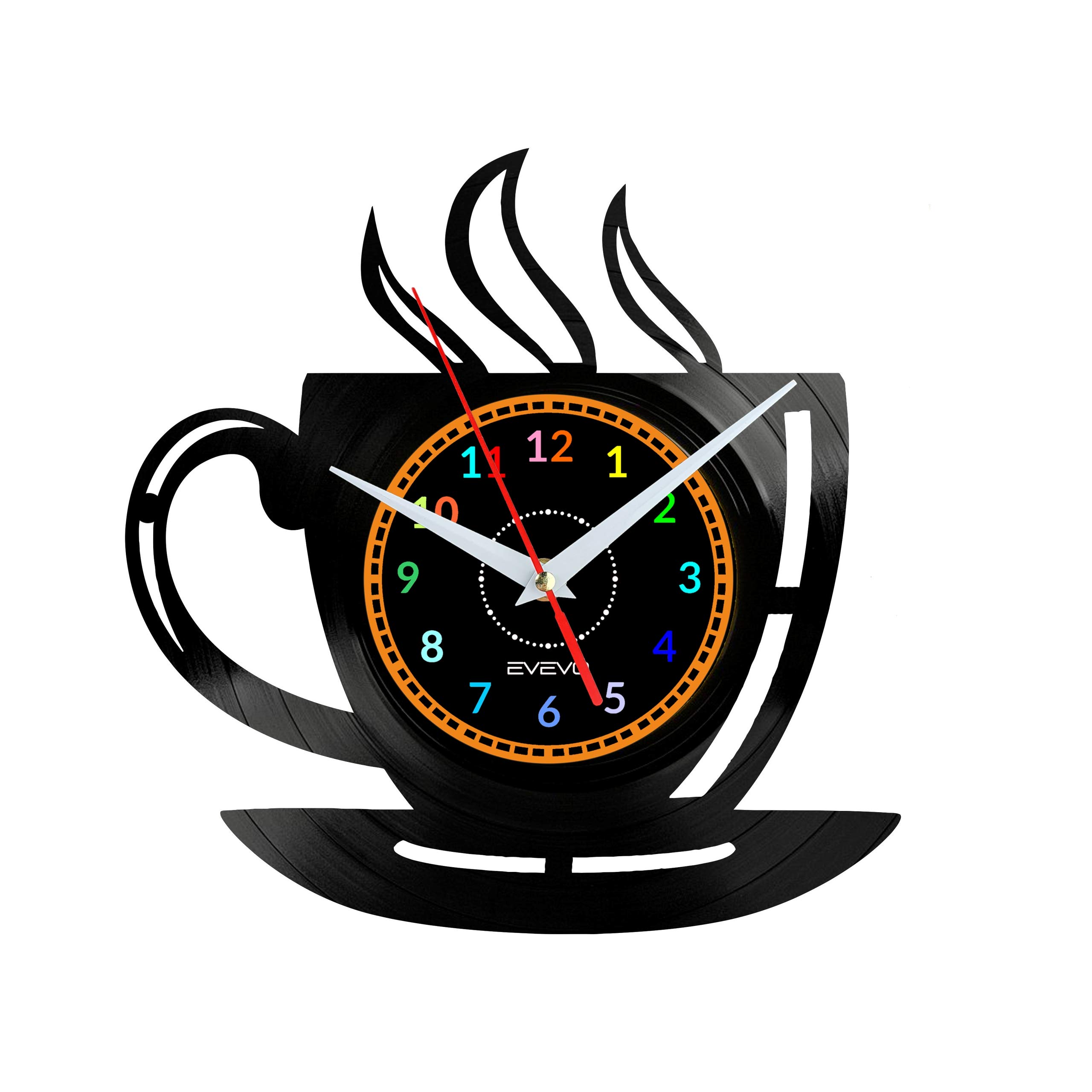 Horloge murale en vinyle au design de café moderne pour décoration salon
