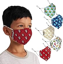 Masks for Boys and Girls 3 to 6 Years, Washable Reusable, Comfortable Pollution Face Mask with Adjustable Ear Loop, 4 Layer with Pure Cotton Inner Cloth, Pack of 5