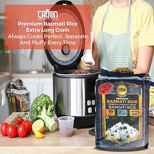 Miniatura 18 de Arroz Basmati blanco Crown™ de alta calidad - Arroz Basmati blanco de 2 años de edad - Arroz Basmati blanco de grano extra largo 100% auténtico