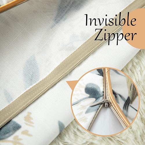 Miniatura 4 de VOGOL Funda de almohada decorativa cuadrada, funda de cojín con estampado de pájaros botánicos grises, funda de cojín suave al tacto de 18 pulgadas