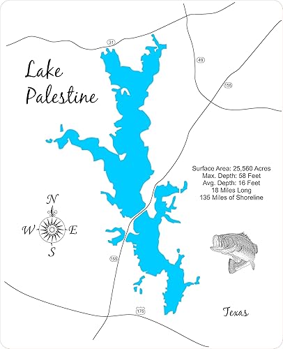 Lake Palestine Topo Map Amazon.com: Lake Palestine, Texas: Framed Wood Map Wall Hanging : Handmade  Products