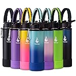 Farsea Insulated Water Bottle With Paracord Handle, Protective Boot and 2 Lids (Straw Lid & Spout Lid), Stainless Steel Water Bottle Wide Mouth, Double Wall Sweat-Proof BPA-Free, 24 oz