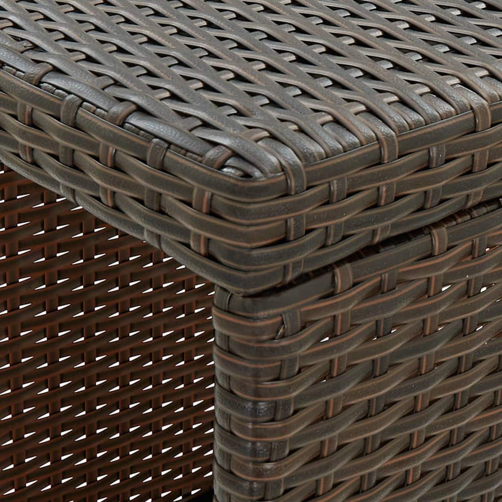 Tidyard Table de bar, jardin, extérieur, avec étagères, porte-vins, en polyrotin, 120 x 60 x 110 cm, table basse de bar avec étagère, table haute en rotin, table de bar en extérieur, table de bar