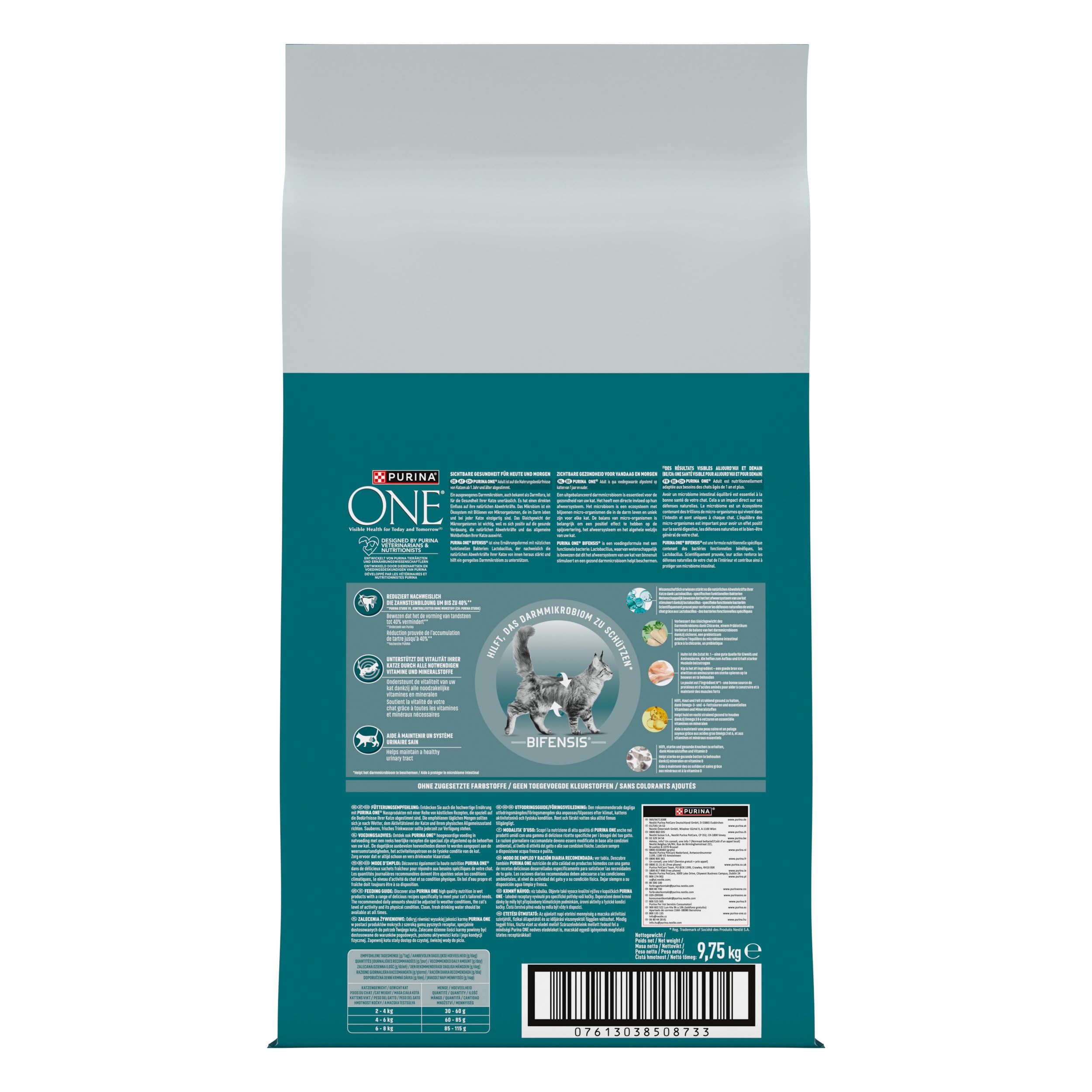 Purina One Bifensis - Pienso para Gatos Adultos, Pollo y Cereales integrales, 9,75 kg
