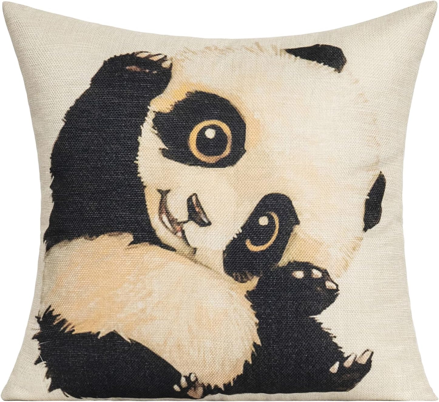 All Smiles Panda Gifts Throw Pillow Cover Case Panda Décorations Room Décor Cute Animal Decorative Cushion 18x18 for Kids