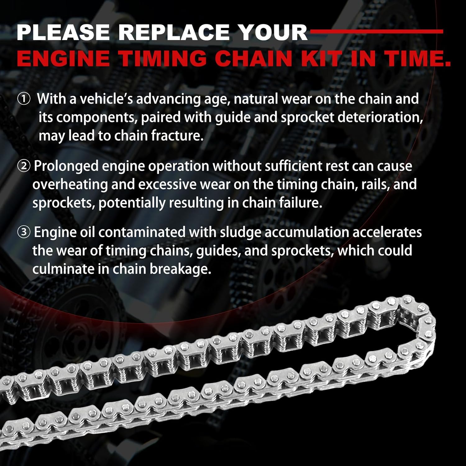 4.6L Timing Chain Kit Compatible with Ford 2000-2011 E-150 E-250 F-150 Fit for Expedition/Explorer, for Mercury 01-10 Engine Chain Parts W/Tensioner & Guide