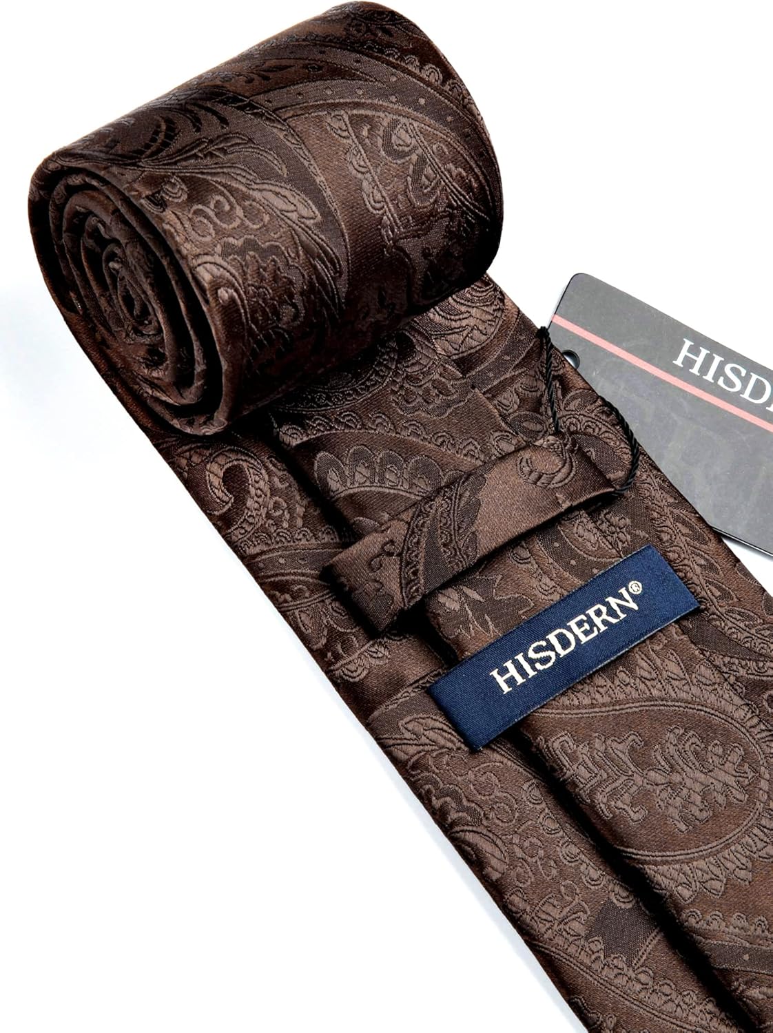 HISDERN Paisley Ties for Men Solid Tie Handkerchief Floral Men's Necktie & Pocket Square Set Wedding Classic Mens Ties - Image 5