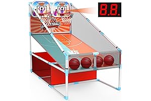 2 Players Arcade Basketball Game Set LED Light Electronic Scoreboard Basketball Hoop...