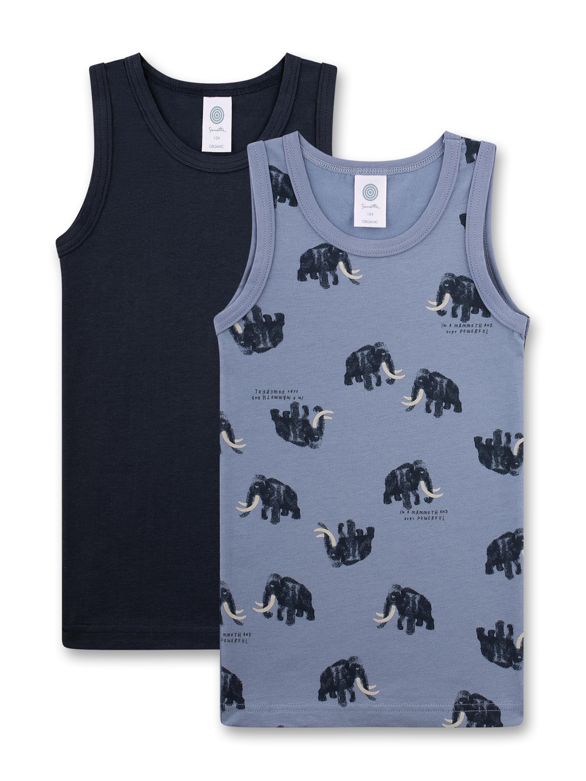 Sanetta Jungen-Unterhemd (Doppelpack) blau Mammut | Hochwertiges und nachhaltiges Unterhemd für Jungen aus Bio-Baumwoll-Mix.